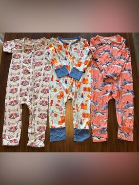 Little Bum Bums and Bums &Roses Bamboo Romper Pajama Zippy Lot of 3 Size 18-24M